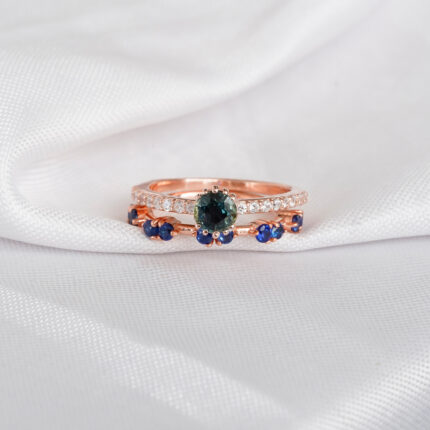 Alexandrite Engagement Ring Set For Women