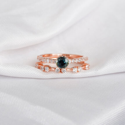 Alexandrite Engagement Ring Set For Women