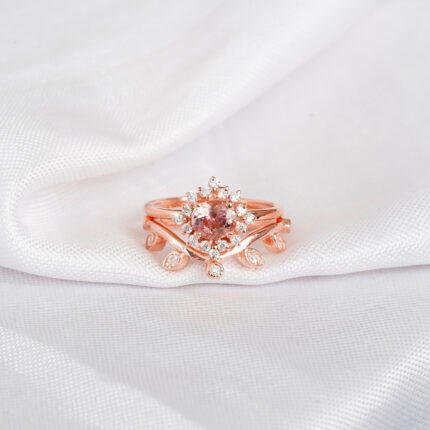 Morganite Engagement Ring Set For Women