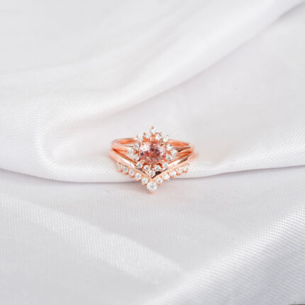 Morganite Engagement Ring Set For Women