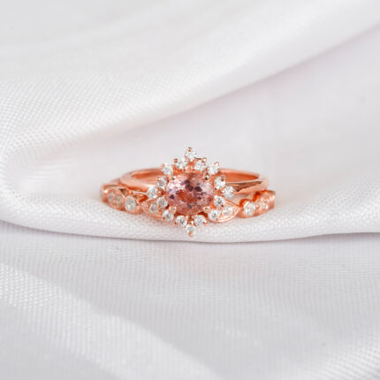 Morganite Engagement Ring Set For Women