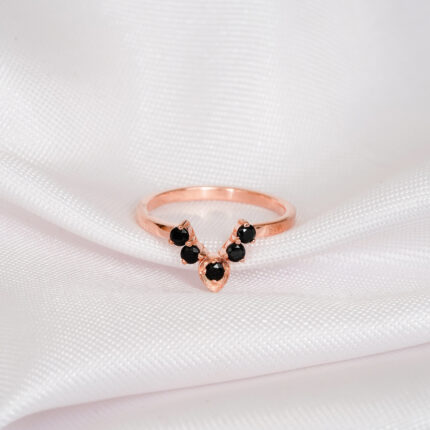 Black Onyx & Diamond Wedding Band For Women