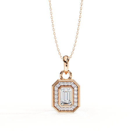 Emerald Cut Moissanite Pendant Necklace For Women