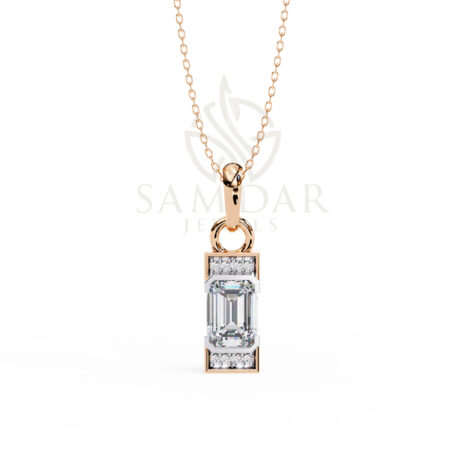 Emerald Cut Moissanite Pendant Necklace For Women