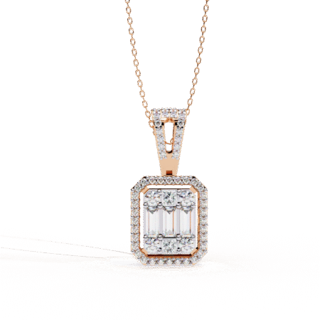 Round, Princess & Baguette Moissanite Pendant Necklace For Women