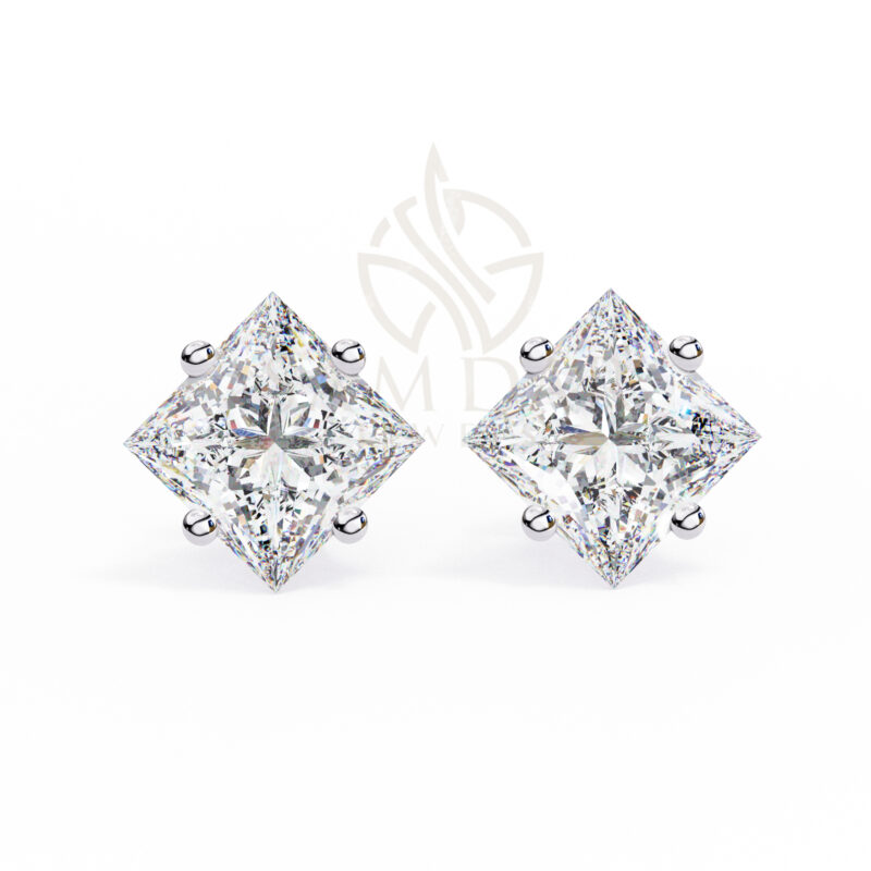 Princess Cut Moissanite Stud Earrings For Women - Image 10