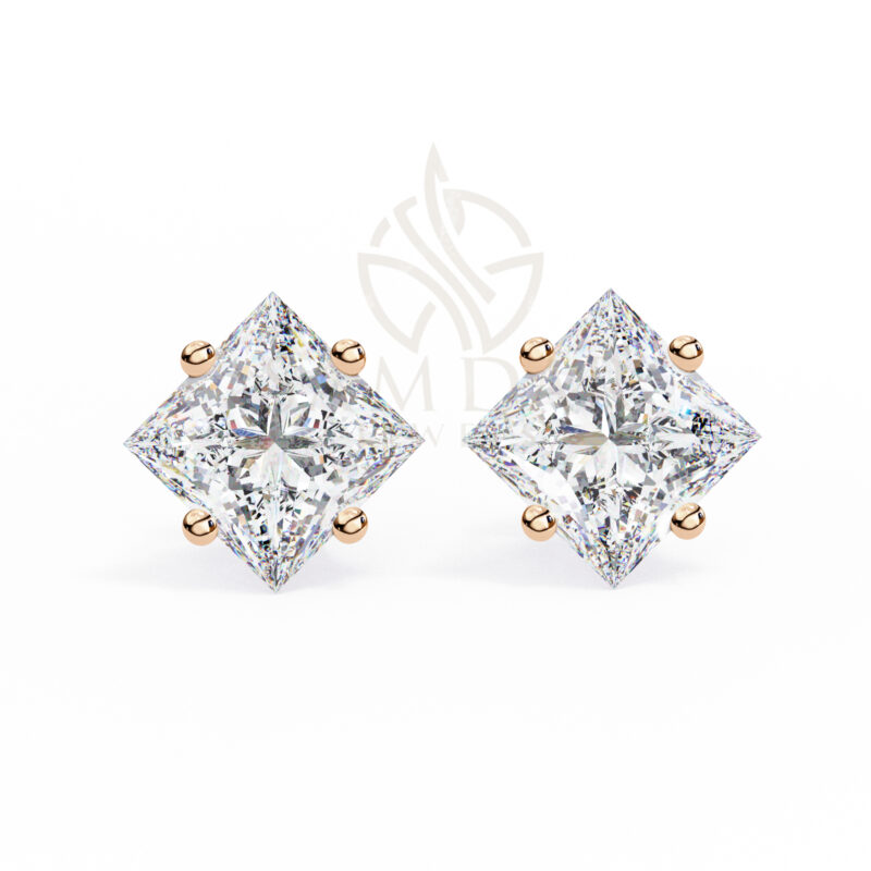 Princess Cut Moissanite Stud Earrings For Women - Image 9