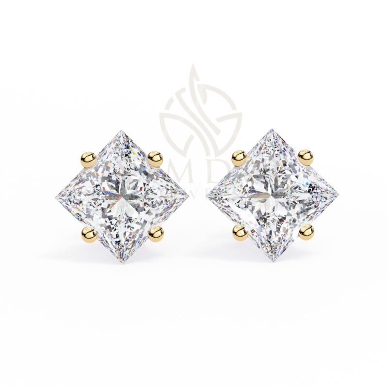 Princess Cut Moissanite Stud Earrings For Women - Image 8