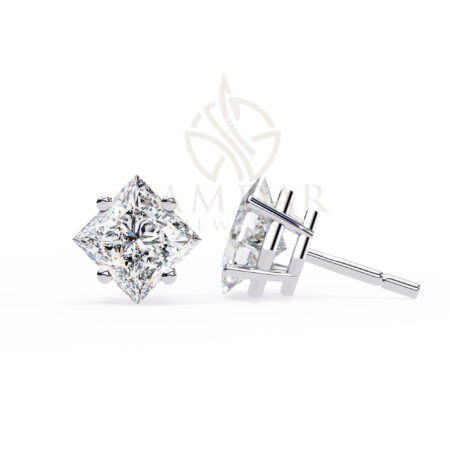 Princess Cut Moissanite Stud Earrings For Women
