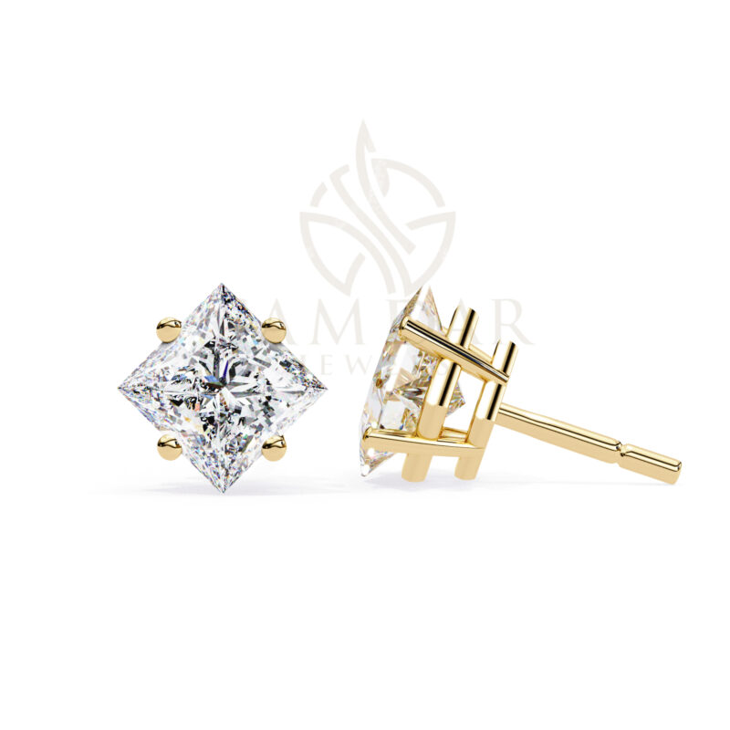 Princess Cut Moissanite Stud Earrings For Women - Image 2