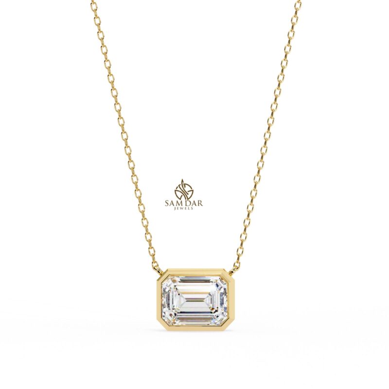 Emerald Cut Moissanite Pendant Necklace For Women - Image 11