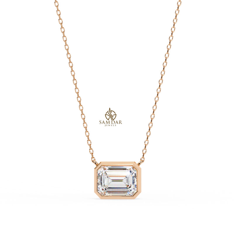 Emerald Moissanite Pendant Necklace For Women - Image 3