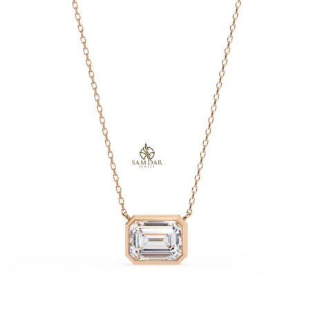 Emerald Cut Moissanite Pendant Necklace For Women