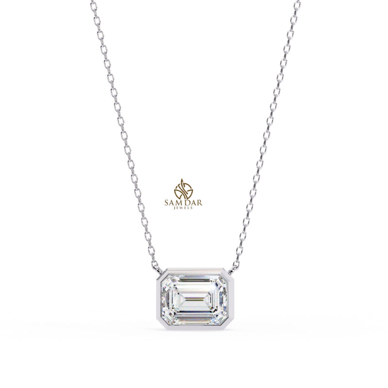 Emerald Moissanite Pendant Necklace For Women - Image 4