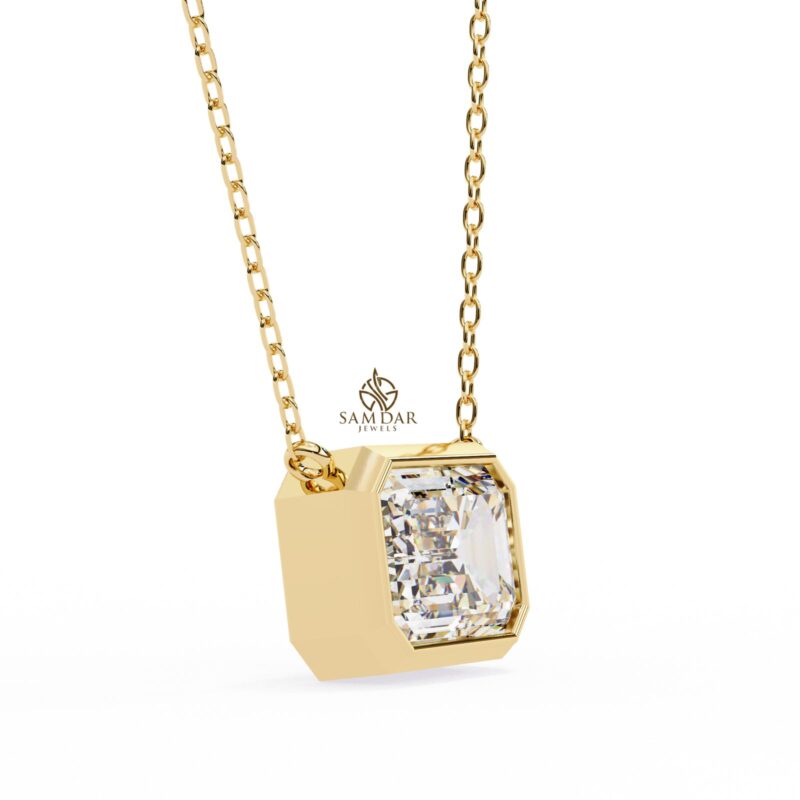 Emerald Cut Moissanite Pendant Necklace For Women - Image 5