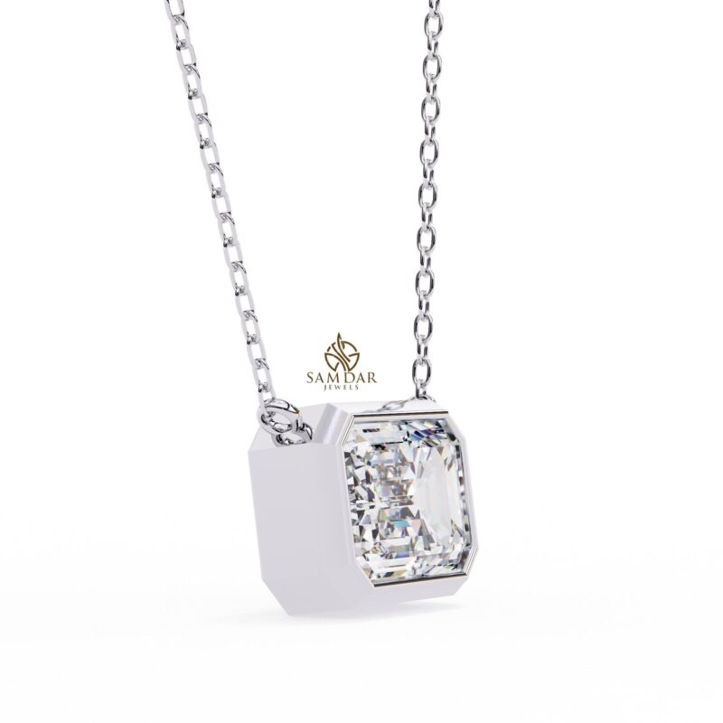Emerald Cut Moissanite Pendant Necklace For Women - Image 4