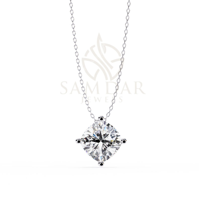 Cushion Moissanite Pendant Necklace For Women - Image 3