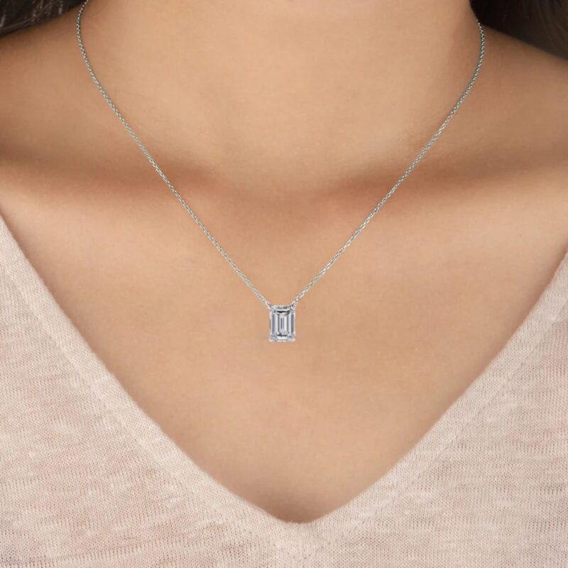 Emerald Moissanite Pendant Necklace For Women - Image 2