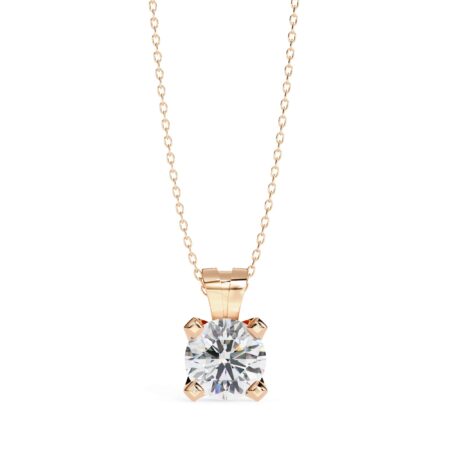 Round Moissanite Pendant Necklace For Women