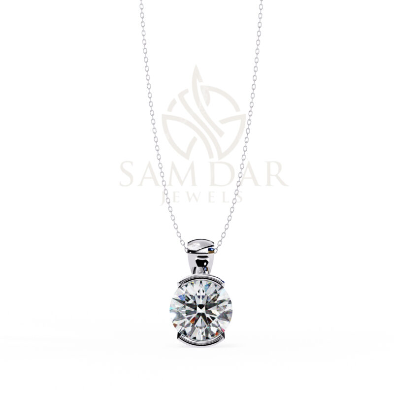 Round Moissanite Pendant Necklace For Women - Image 3