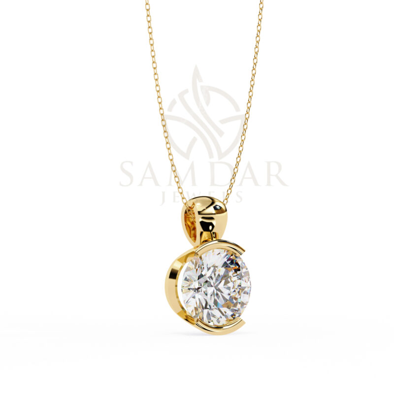 Round Moissanite Pendant Necklace For Women - Image 10