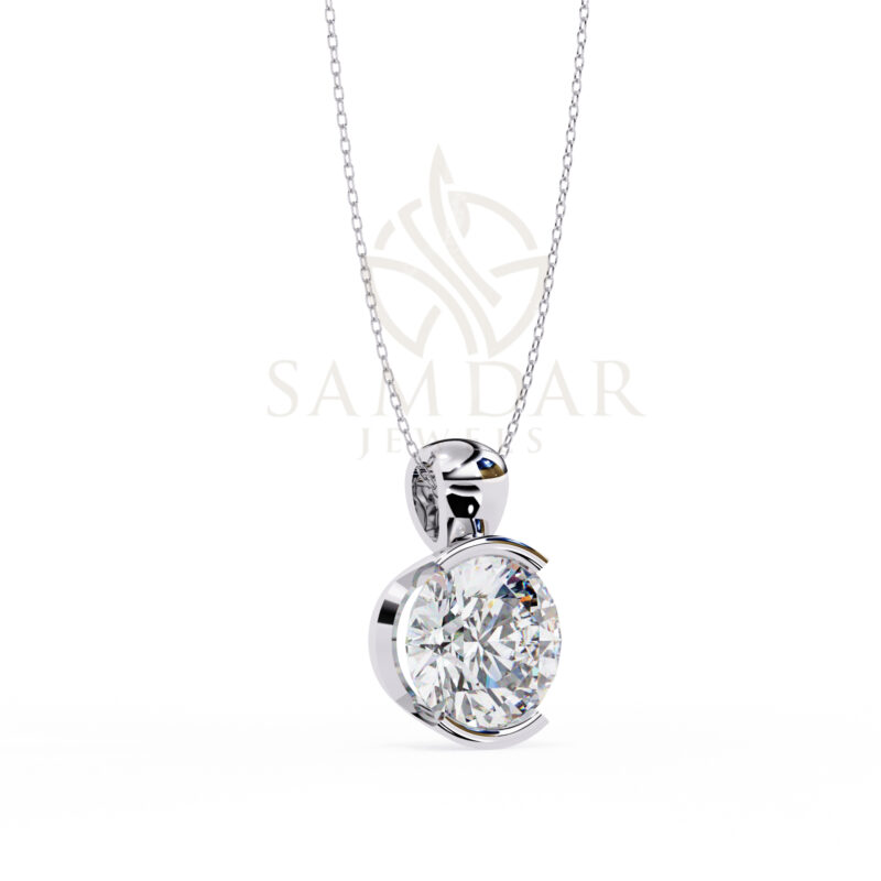Round Moissanite Pendant Necklace For Women - Image 11