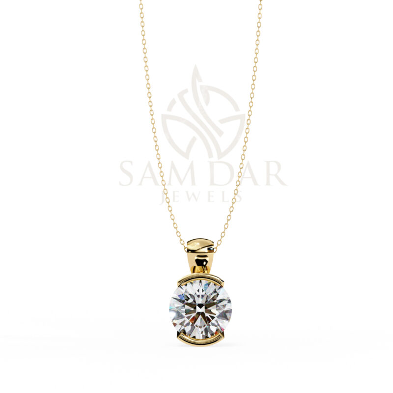Round Moissanite Pendant Necklace For Women