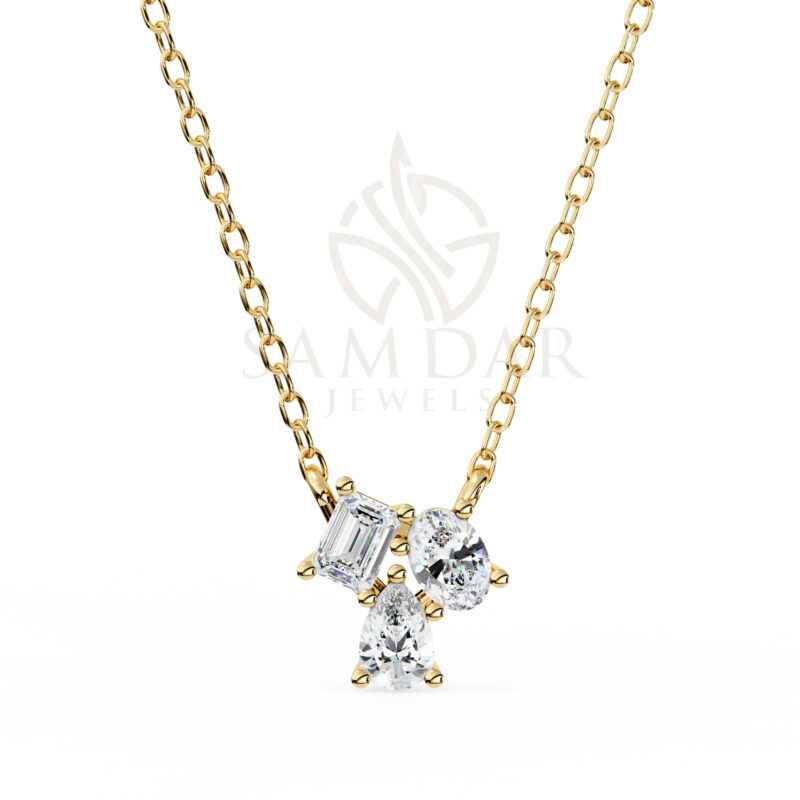 Oval, Pear, Emerald Moissanite Pendant Necklace For Women