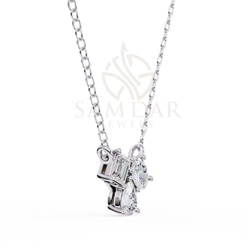 Oval, Pear, Emerald Moissanite Pendant Necklace For Women - Image 5