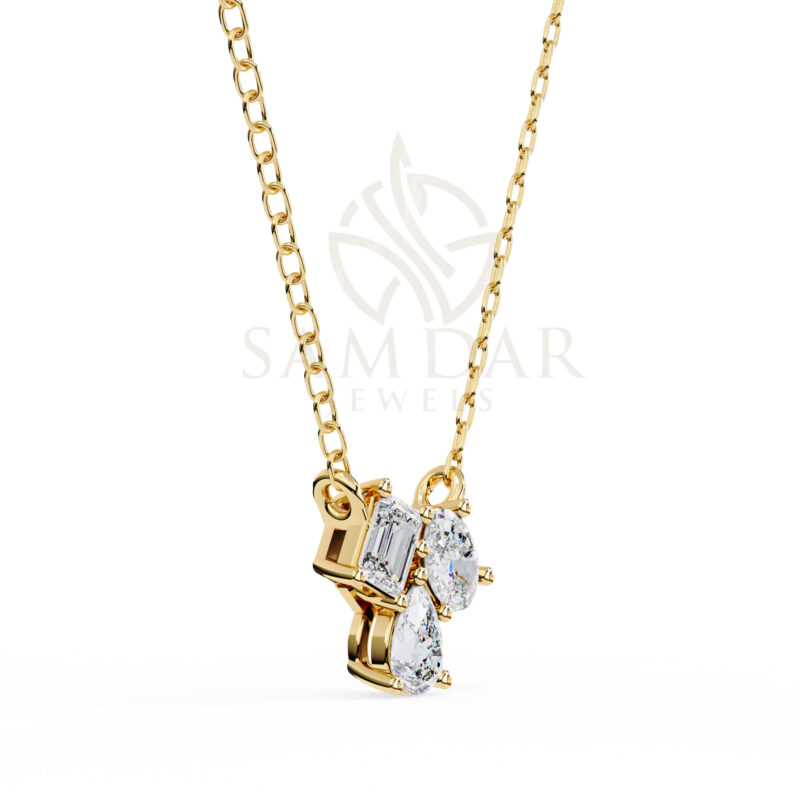 Oval, Pear, Emerald Moissanite Pendant Necklace For Women - Image 7
