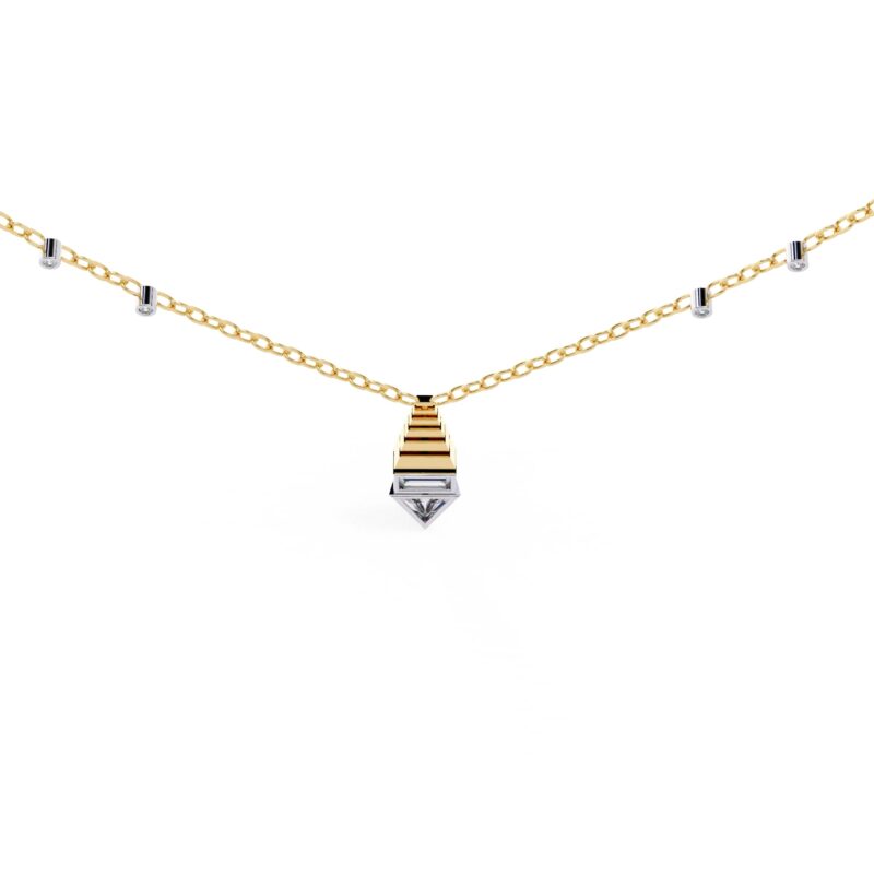 Triangle, Baguette Straight Moissanite Pendant Necklace For Women - Image 3
