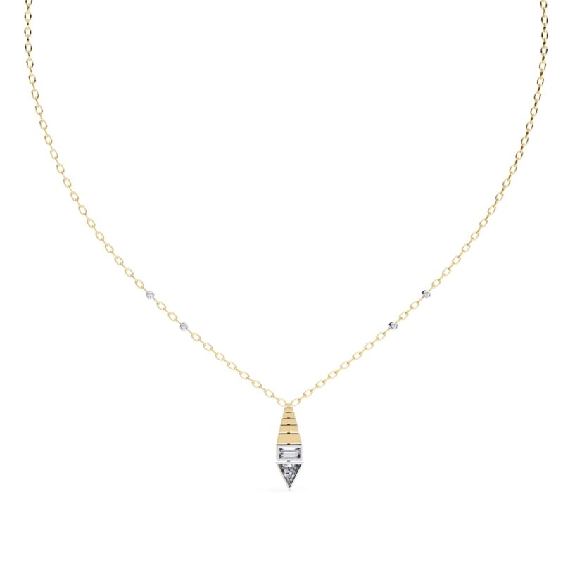 Triangle, Baguette Straight Moissanite Pendant Necklace For Women - Image 11
