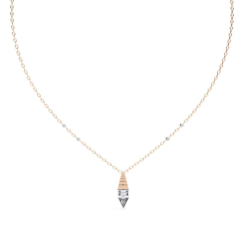 Triangle, Baguette Straight Moissanite Pendant Necklace For Women - Image 10