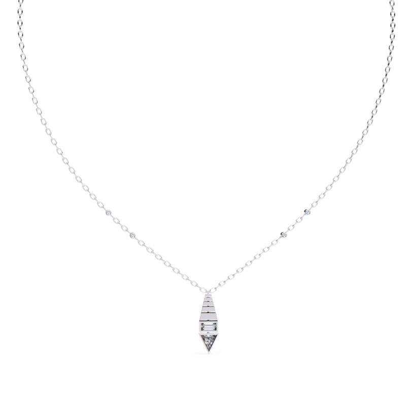 Triangle, Baguette Straight Moissanite Pendant Necklace For Women - Image 9