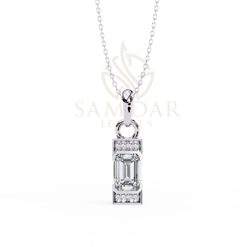 Emerald Moissanite Pendant Necklace For Women - Image 5