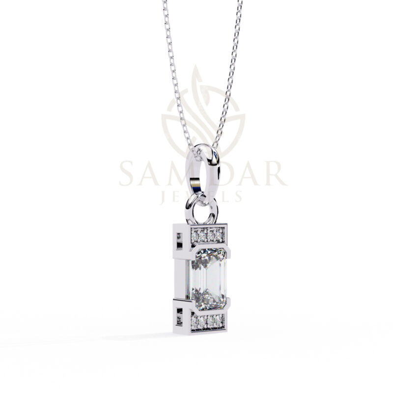 Emerald Moissanite Pendant Necklace For Women - Image 6