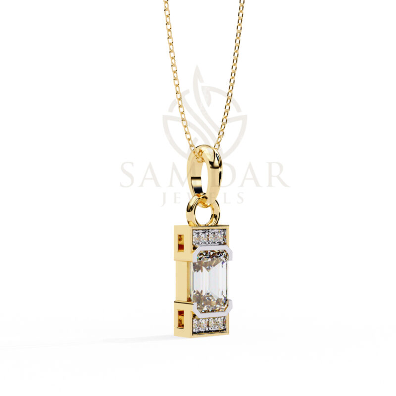 Emerald Moissanite Pendant Necklace For Women - Image 7