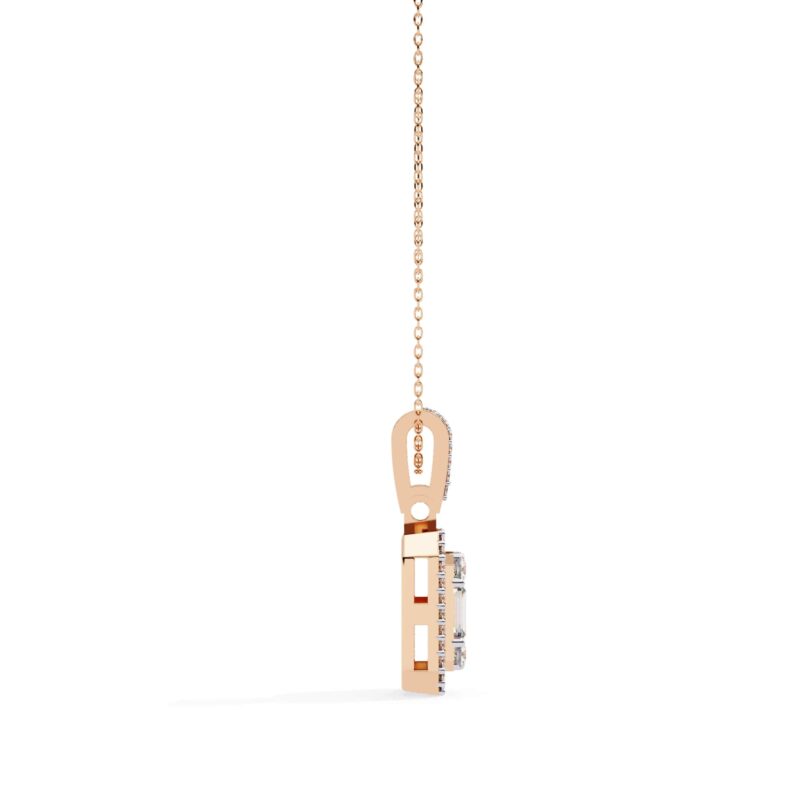 Round, Princess, Baguette Straight Moissanite Pendant Necklace For Women - Image 7