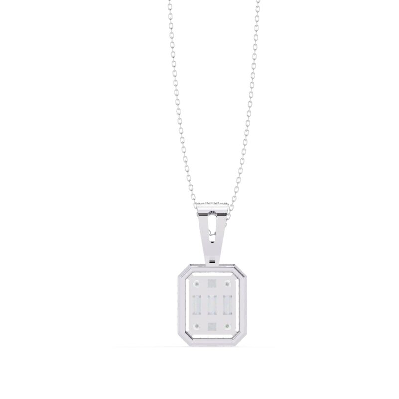 Round, Princess, Baguette Straight Moissanite Pendant Necklace For Women - Image 4