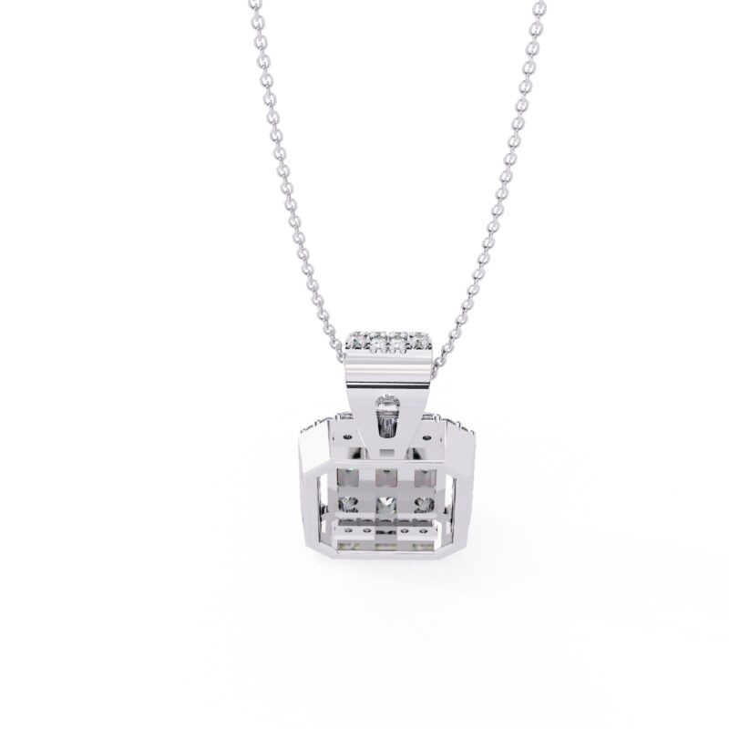 Round, Princess, Baguette Straight Moissanite Pendant Necklace For Women - Image 3