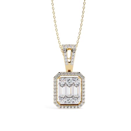 Round, Princess, Baguette Straight Moissanite Pendant Necklace For Women