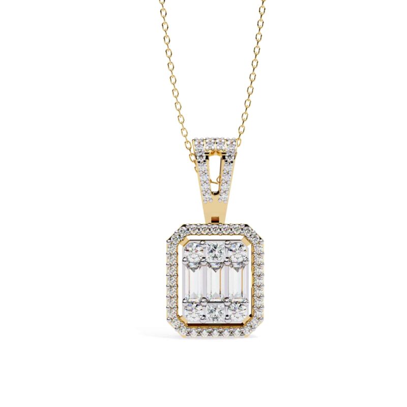 Round, Princess, Baguette Straight Moissanite Pendant Necklace For Women