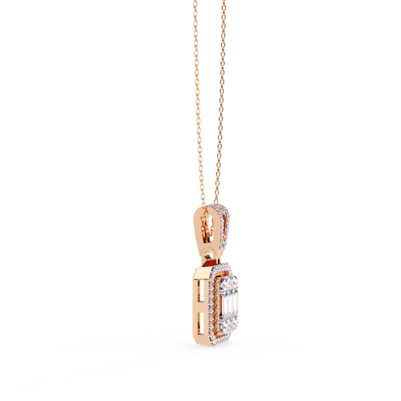 Round, Princess, Baguette Straight Moissanite Pendant Necklace For Women - Image 9