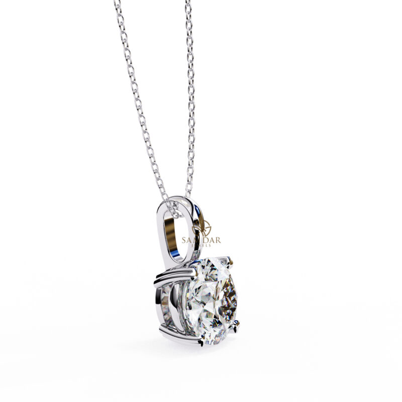 Round Moissanite Pendant Necklace For Women - Image 3