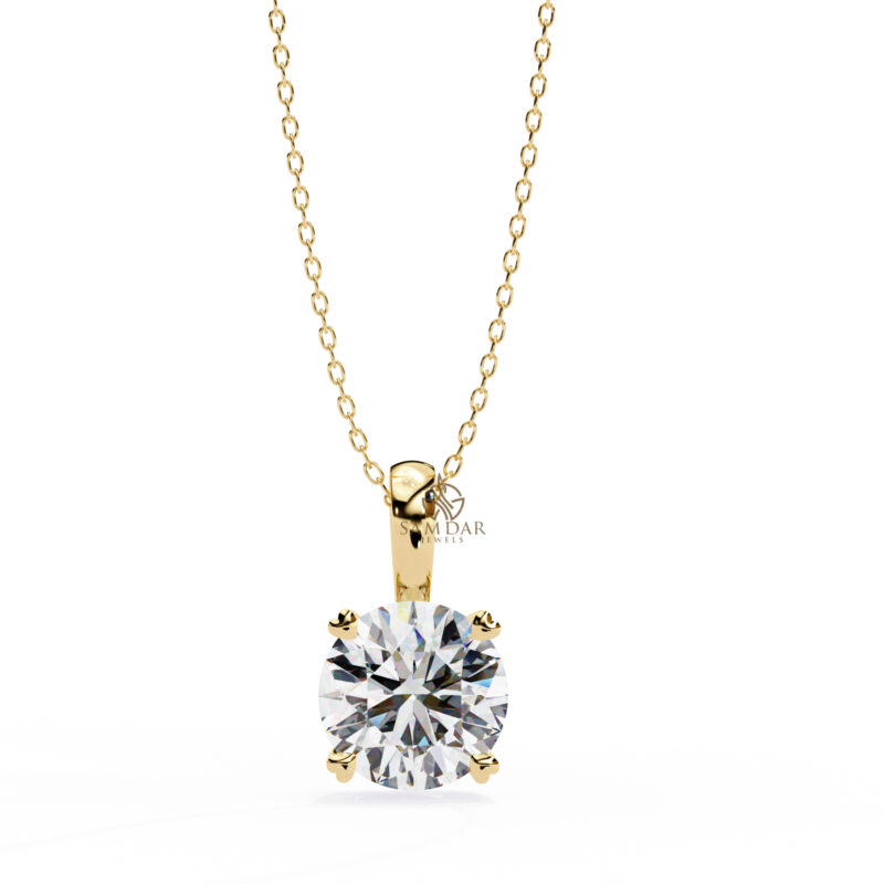 Round Moissanite Pendant Necklace For Women