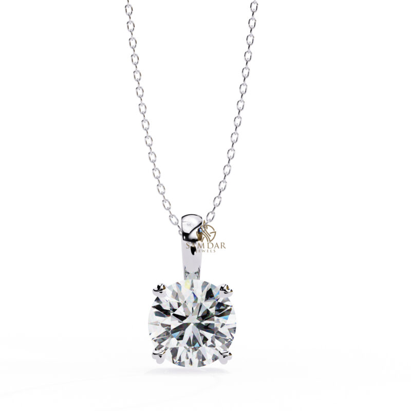 Round Moissanite Pendant Necklace For Women - Image 8