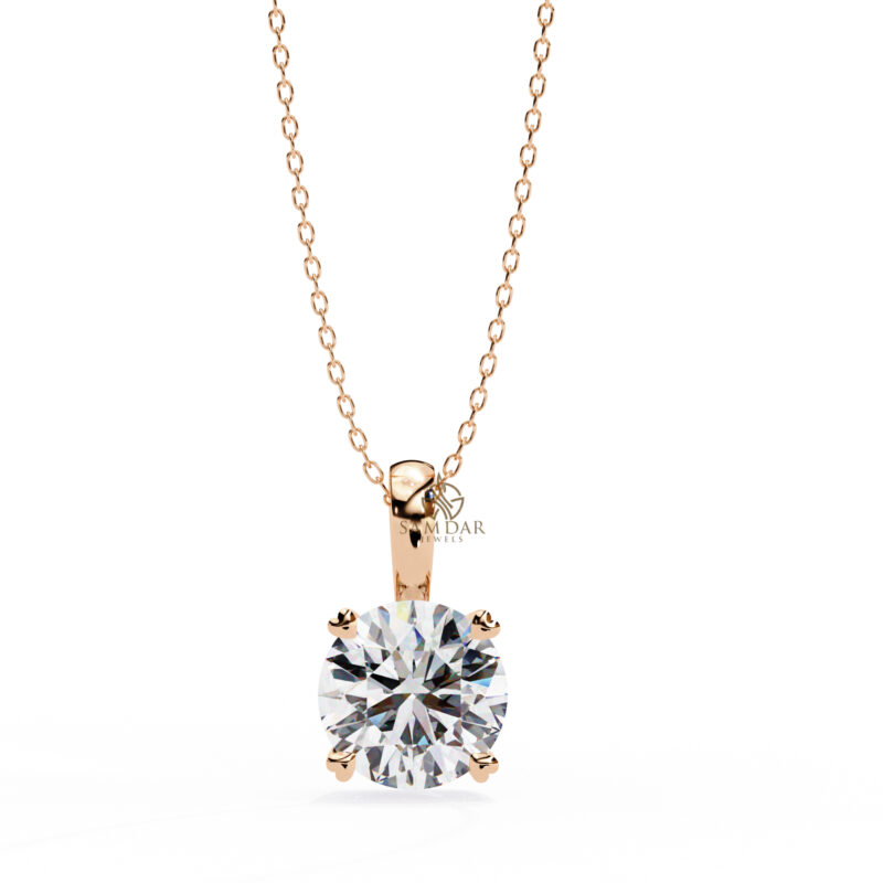 Round Moissanite Pendant Necklace For Women - Image 9