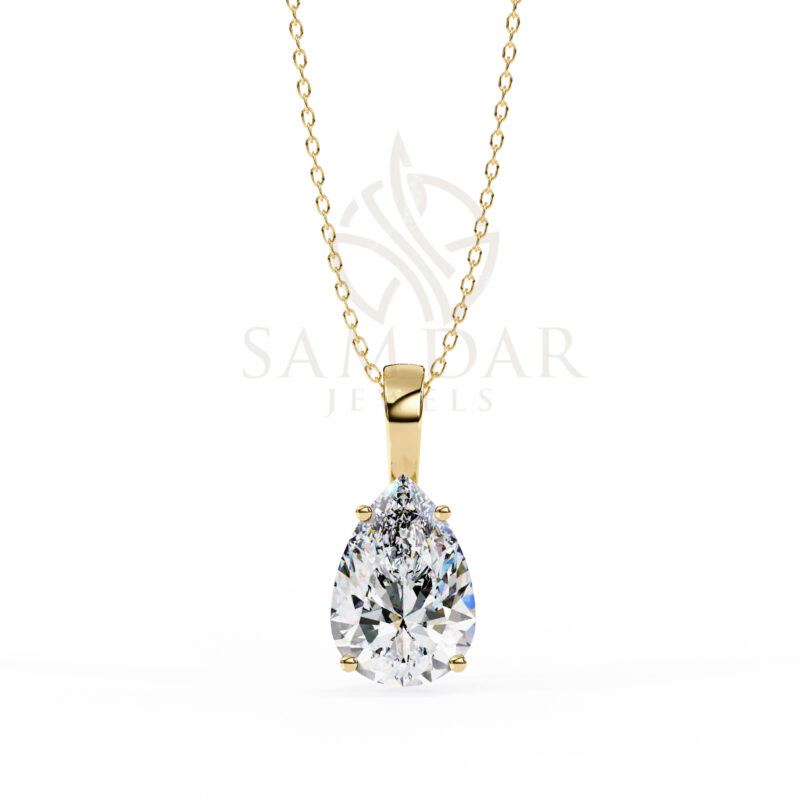 Pear Moissanite Pendant Necklace For Women