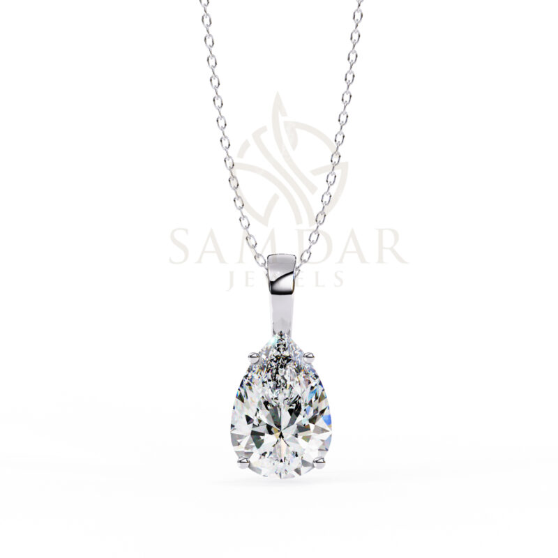 Pear Moissanite Pendant Necklace For Women - Image 9