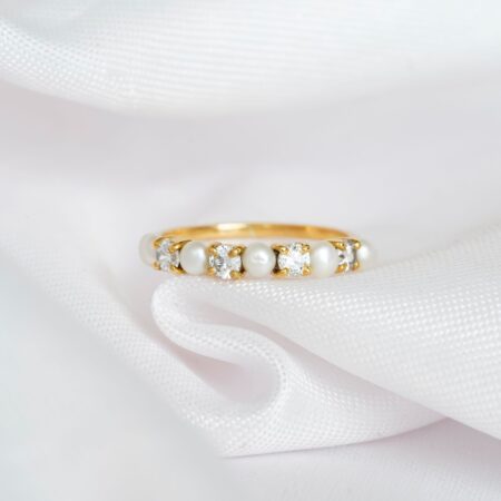 Pearl & Diamond Wedding Band For Women